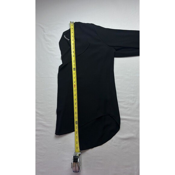 Halogen Womens Long Sleeve Ruffle Neck Size Med Black Shirt - Picture 6 of 10